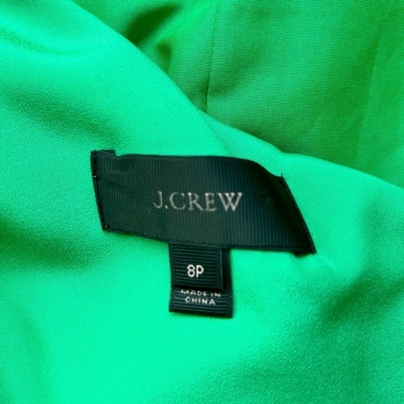 J Crew Faille One-Shoulder Ruffle Dress Size 8P Cocktail Sheath Kelly Green - Picture 12 of 14